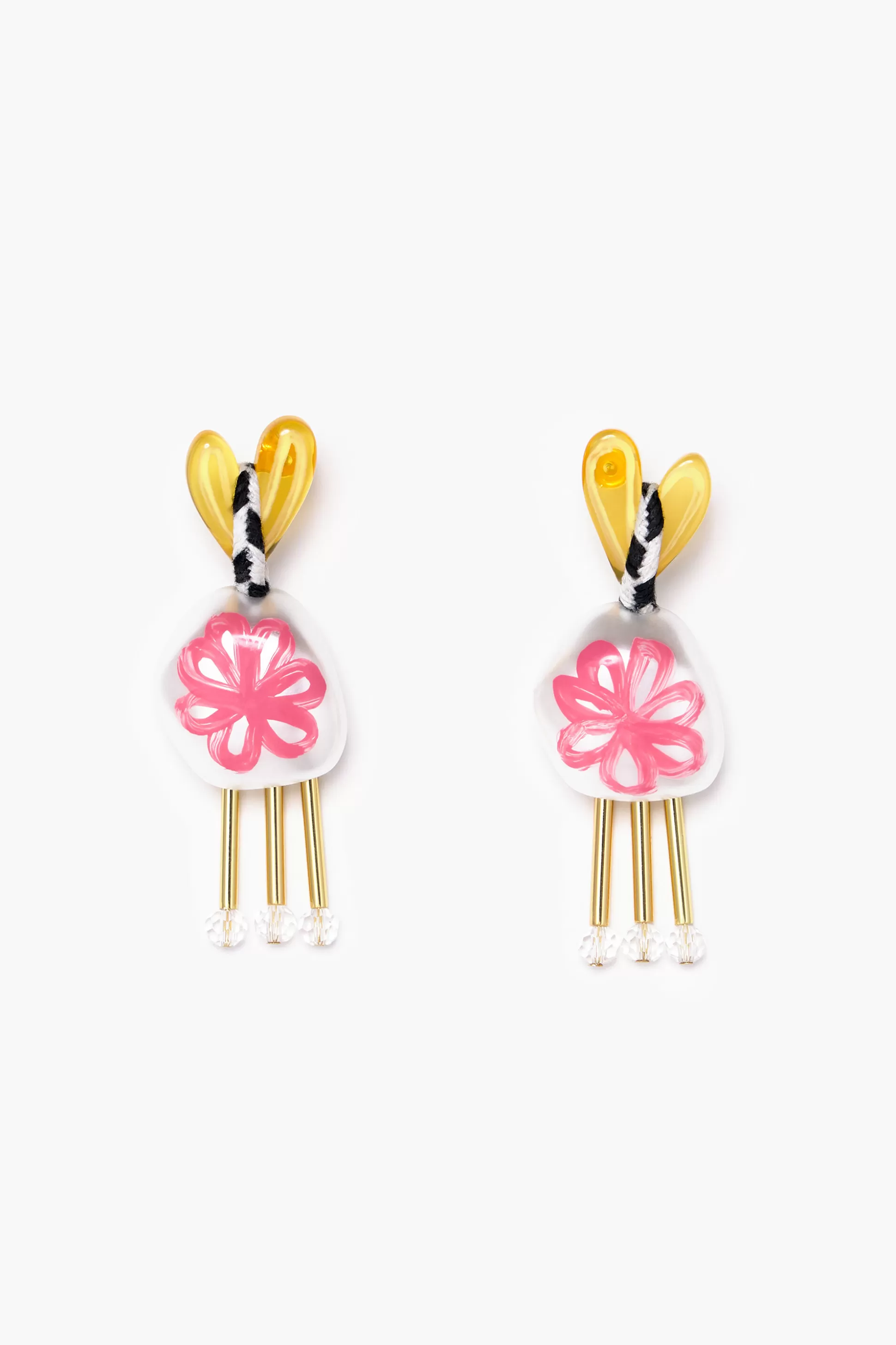 Fashion BIMBA Y LOLA Brincos Coracoes Resina Multicoloridos Pastel Pink