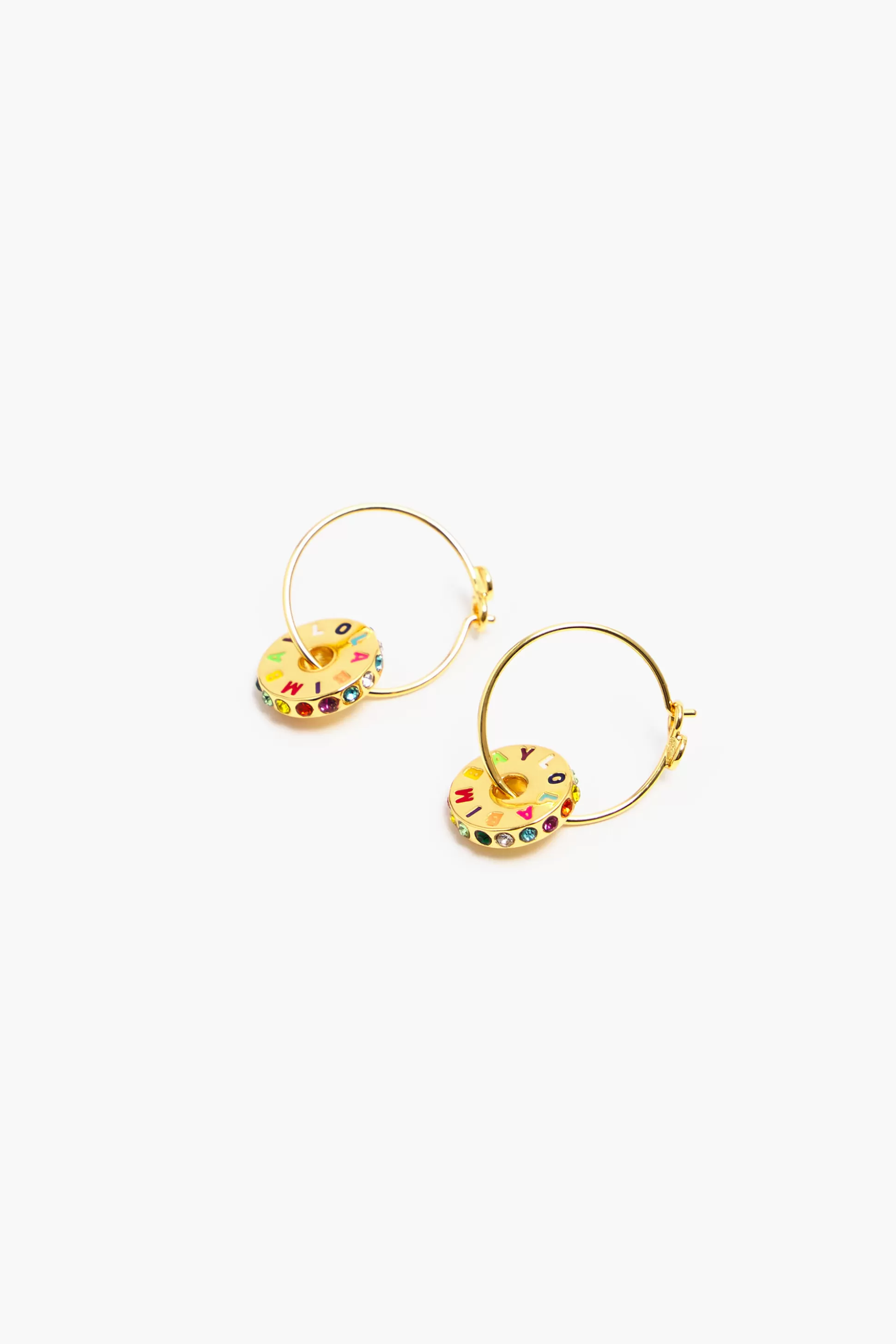 Cheap BIMBA Y LOLA Brincos De Argola Pequenos Cristais Multicoloridos