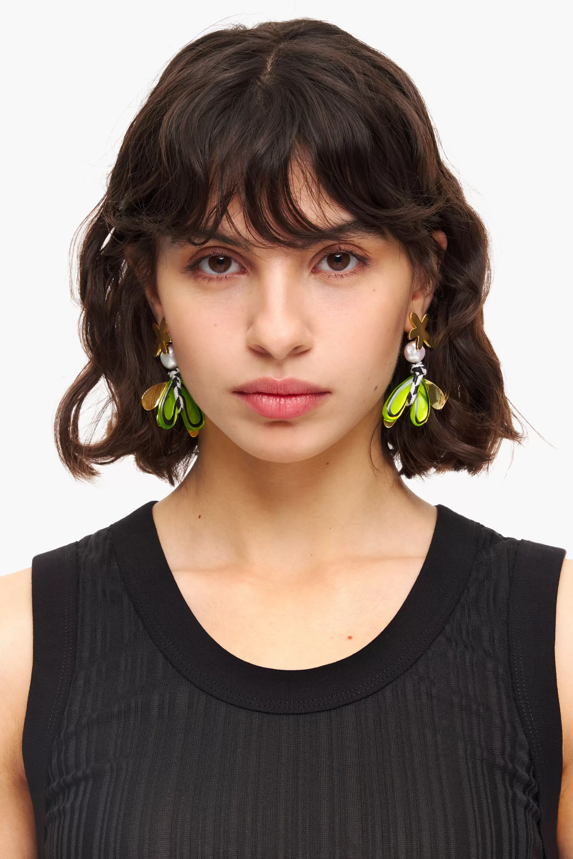 Cheap BIMBA Y LOLA Brincos Flores Resina Multicoloridos Lime