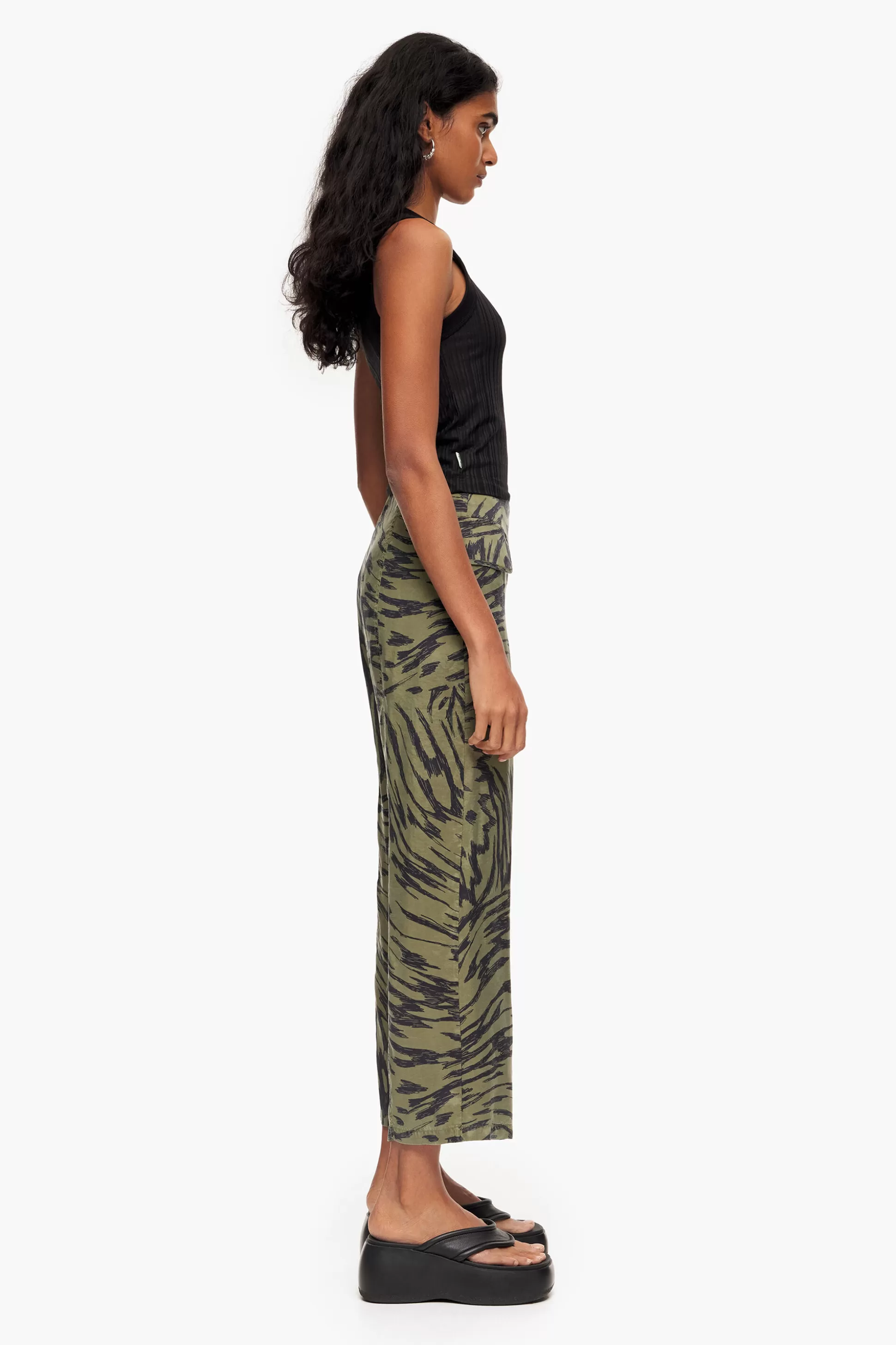 Best BIMBA Y LOLA Calças Fluidas Butterfly Wing Bicolor Caqui Butterfly Wing Bicolor Khaki