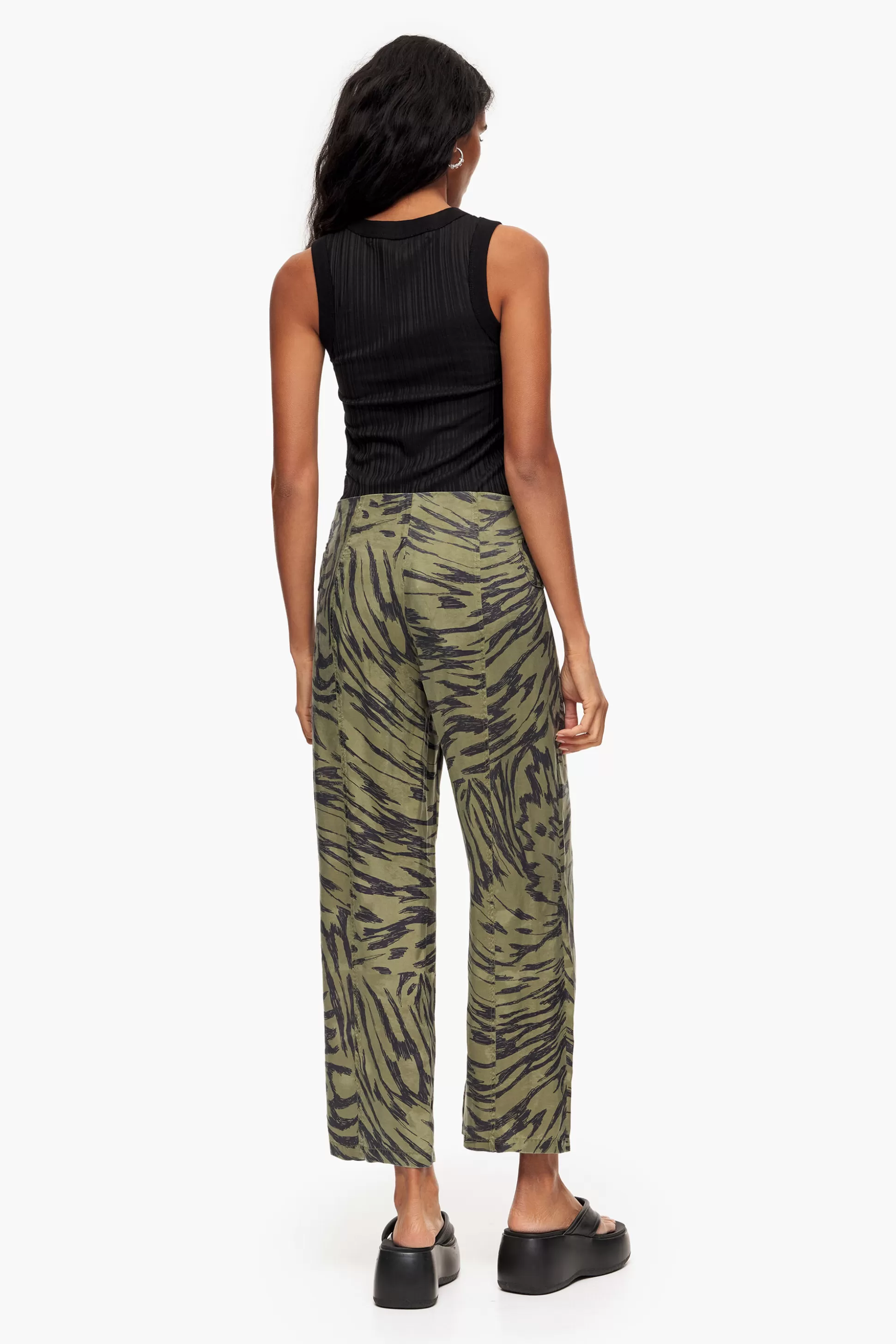 Best BIMBA Y LOLA Calças Fluidas Butterfly Wing Bicolor Caqui Butterfly Wing Bicolor Khaki