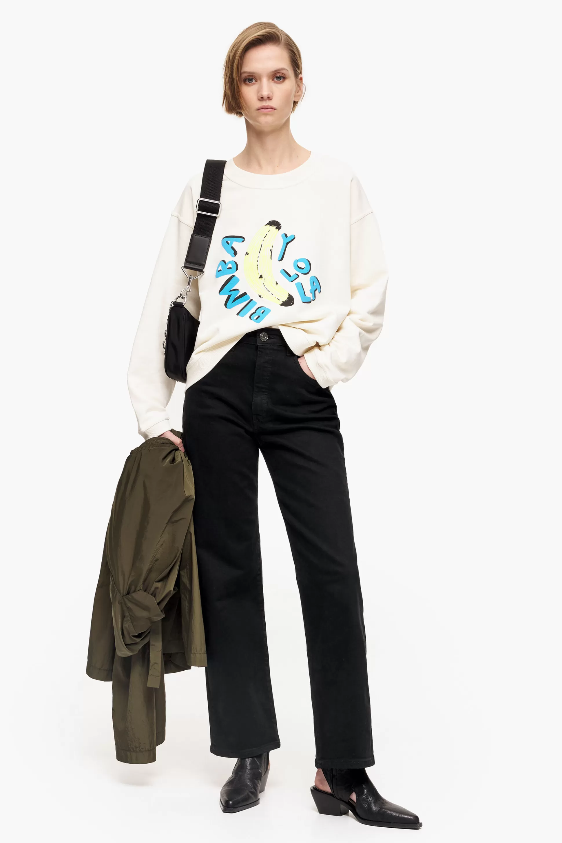 Flash Sale BIMBA Y LOLA Logotipo De Camisola De Boxe Bimba Banana Marfim Ivory