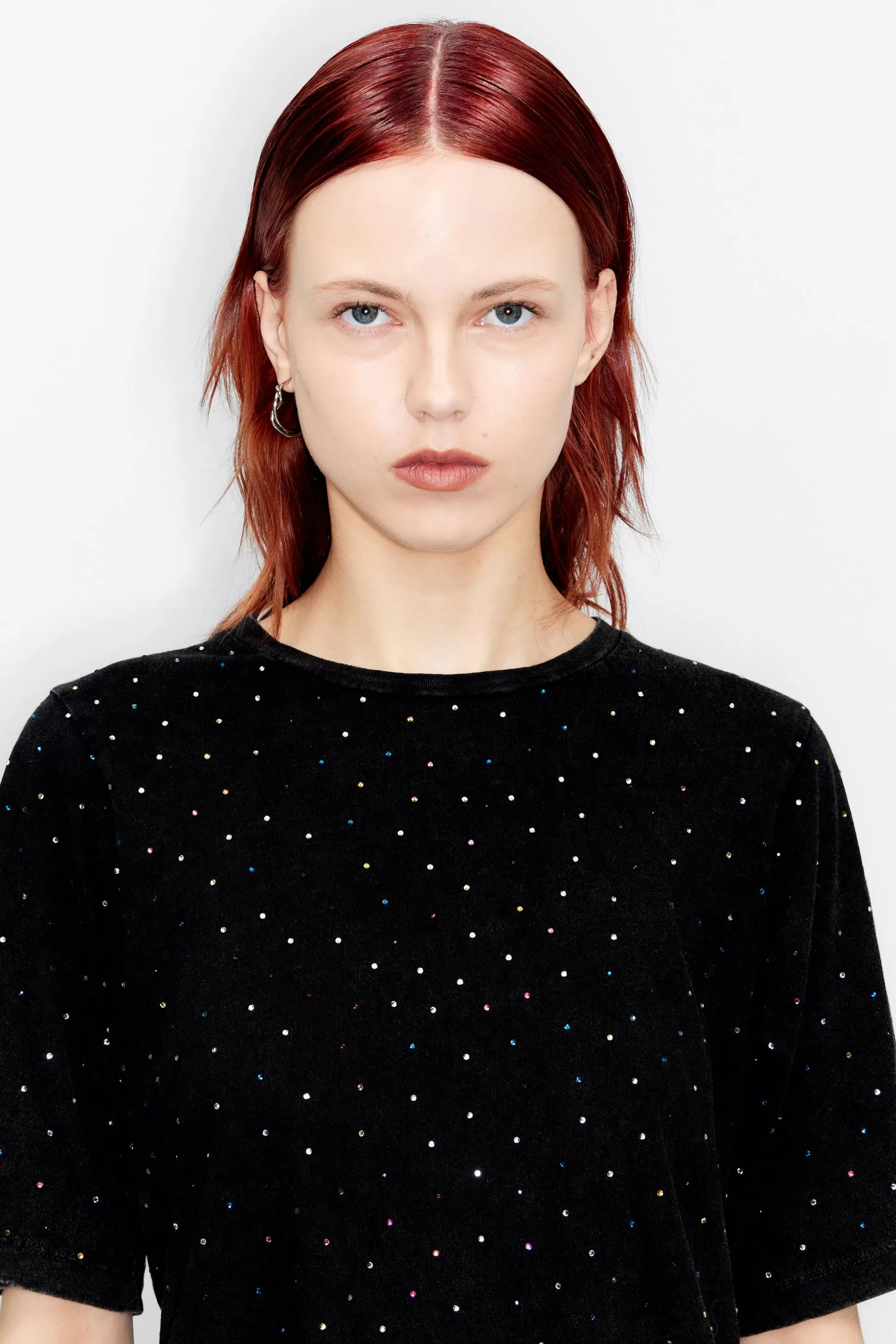 Sale BIMBA Y LOLA T-Shirt Boxy Pedras Multicoloridas Preta Washed Black