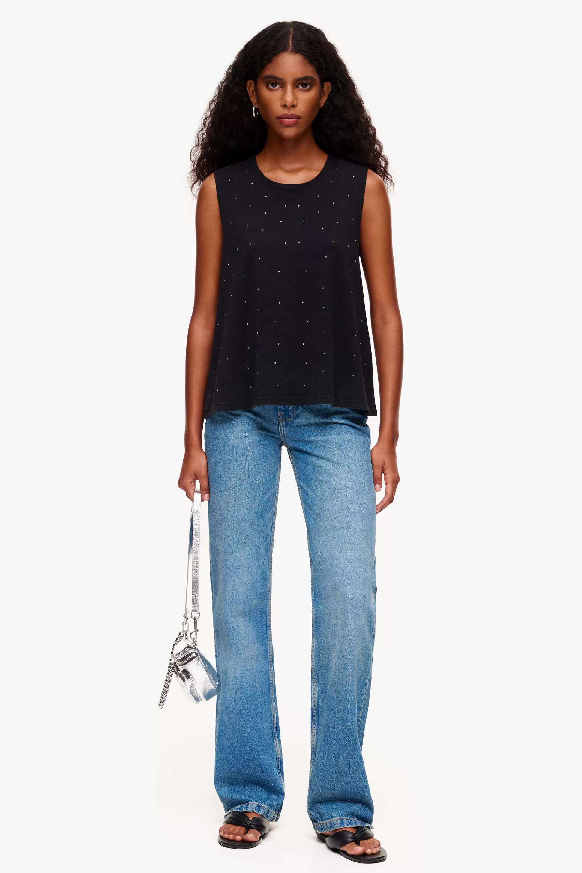 tshirt_pedras_multicoloridas_preta_4.webp Outlet BIMBA Y LOLA T-Shirt Pedras Multicoloridas Preta Washed Black